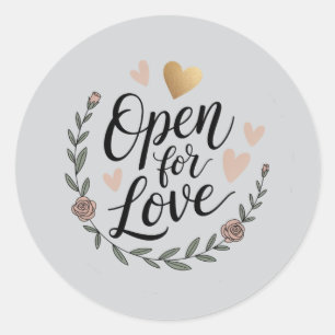 Open for Love — Gold Heart Floral Seal forWeddings