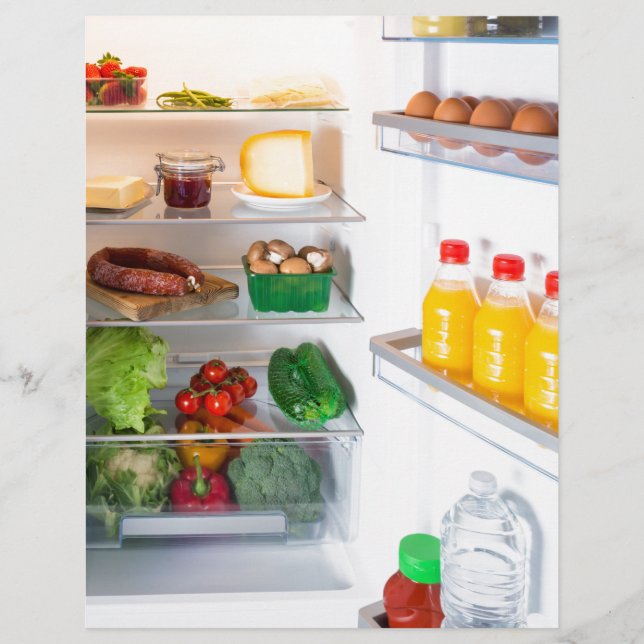 Open fridge filled with food (Front)