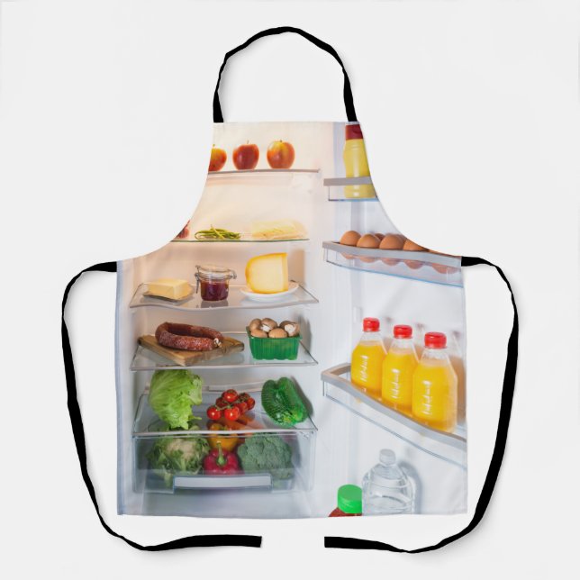 Open fridge filled with food apron (Front)