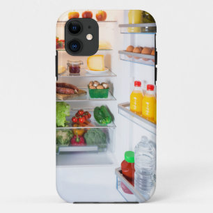 Open fridge filled with food iPhone 11 case