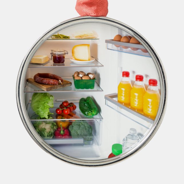 Open fridge filled with food metal tree decoration (Front)