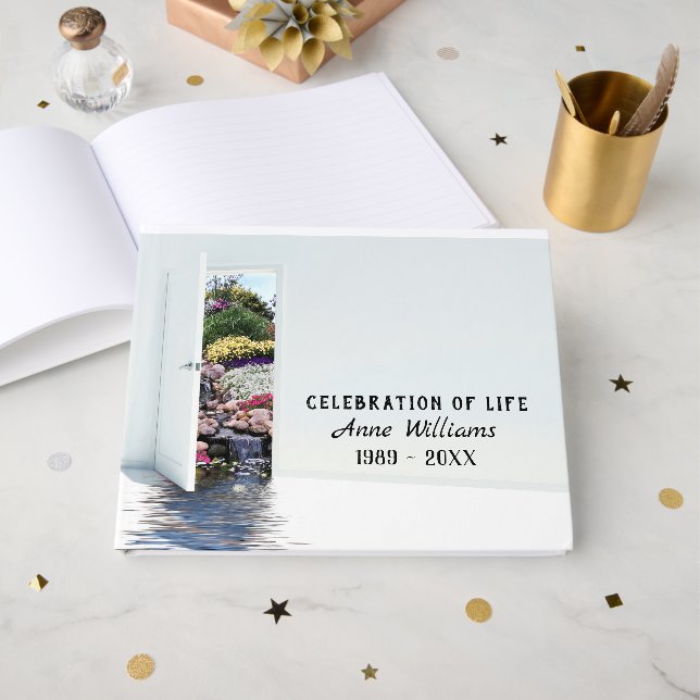 Open Garden Door Memorial Service Guest Book (Front Open)