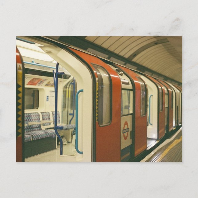 Open gates of a metro train postcard (Front)