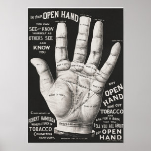 Open hand, palm reading poster