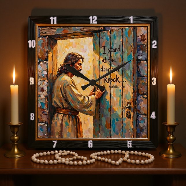 Open Heart: Jesus's Gentle Call Square Wall Clock (Creator Uploaded)