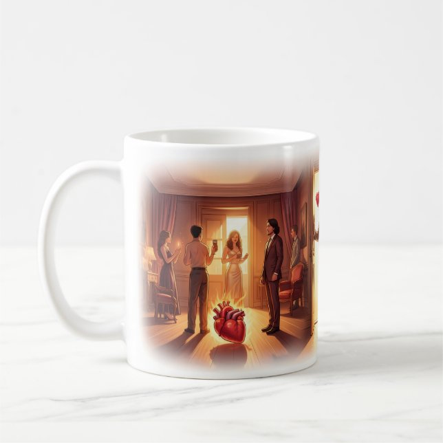 Open Heart Sunrise Farewell Romance Art Mug (Left)