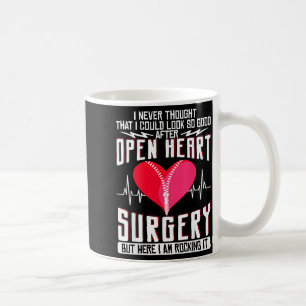 Open Heart Surgery Byp Awareness Heart I Never Tho Coffee Mug