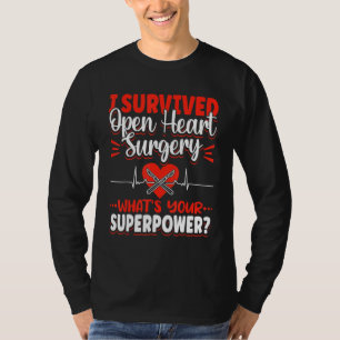 Open Heart Surgery Bypass Awareness Heart I Surviv T-Shirt