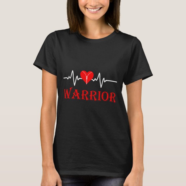 Open Heart Surgery Recovery Survivor Heart Warrior T-Shirt (Front)