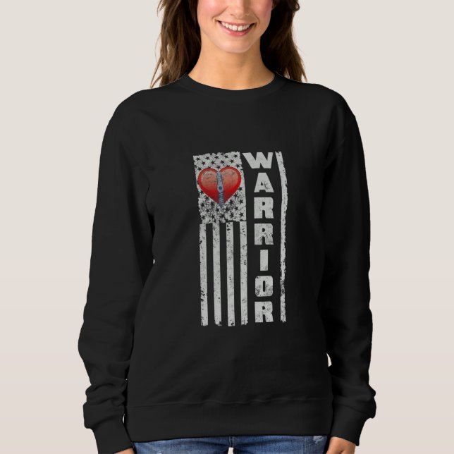 Open Heart Surgery Warrior USA American Flag Recov Sweatshirt (Front)