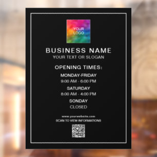 Open Hours Business Logo QR Code Phone Template
