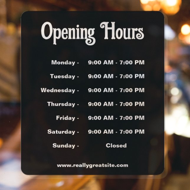 Open Hours Time Modern Black and White  (Creator Uploaded)