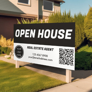 Open House Business Logo QR Code Real Estate Banner