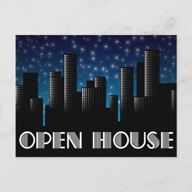 open house : cityscape night sky postcard (Front)