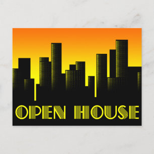open house : cityscape sunrise postcard