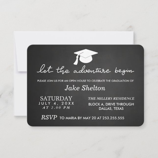 Open House Graduation Let The Adventure Begin Invitation (Front)