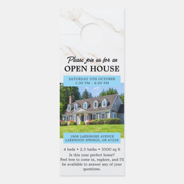 Open House Invitation Real Estate Farming Door Han Hanger (Front)