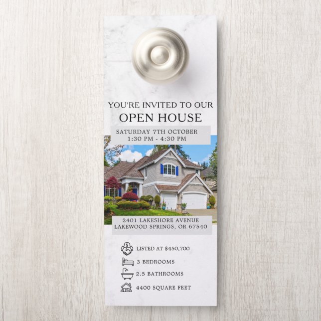 Open House Invitation Real Estate Farming Door Han Hanger (On Knob)