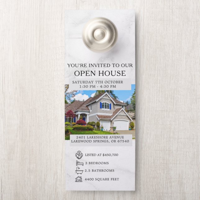 Open House Invitation Real Estate Farming Door Han Hanger (On Knob)