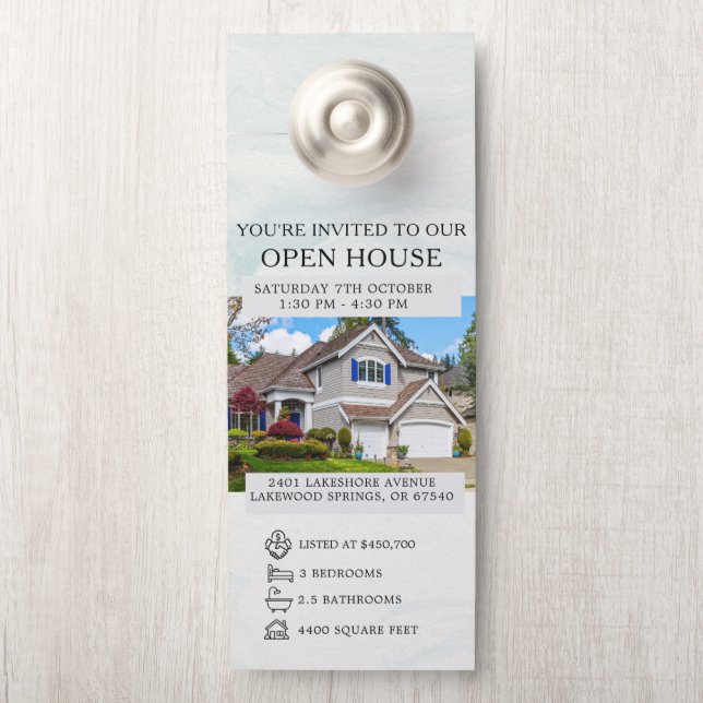 Open House Invitation Real Estate Farming Door Han Hanger (On Knob)