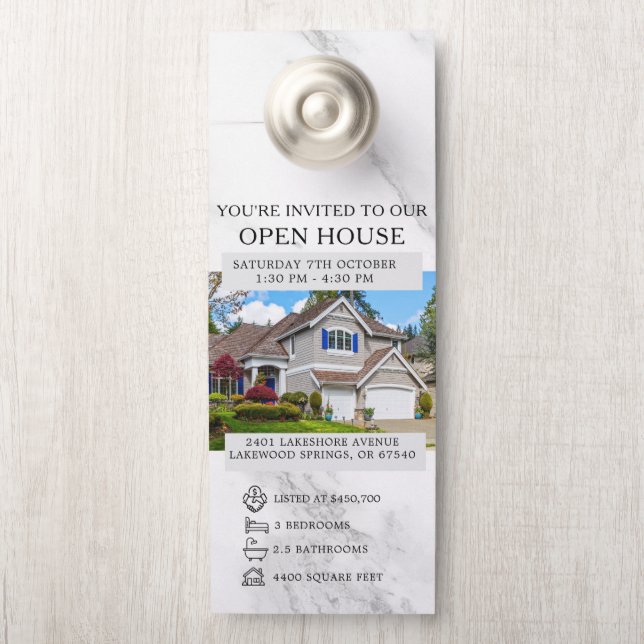 Open House Invitation Real Estate Farming Door Han Hanger (On Knob)