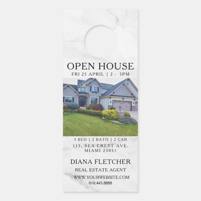 Open House Invitation Real Estate Farming Door Han Hanger (Front)