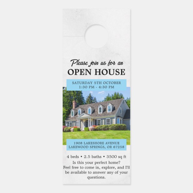 Open House Invitation Real Estate Farming Door Han Hanger (Front)