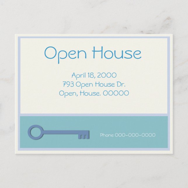Open House Key Graphic Invitation Postcard (Front)