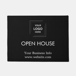 Open House   Modern Black Real Estate Realtor  Doormat