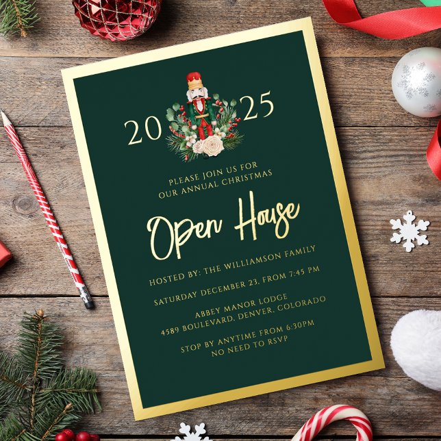 Open House Nutcracker Script Christmas Party (Open House Nutcracker Script Christmas Party Foil Invitation)