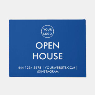 Open House Property Listing Blue Real Estate Doormat