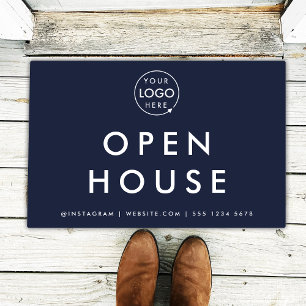 Open House Property Listing Navy Blue Real Estate Doormat
