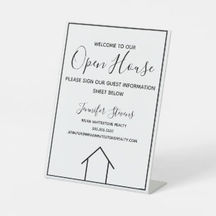Open House Real Estate Agent Custom Realty Company Pedestal Sign