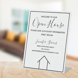 Open House Real Estate Agent Custom Realty Pedestal Sign