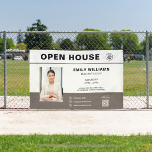 Open House Real Estate Logo QR Promotional Banner