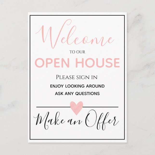 Open House Real Estate Sign, Real Estate Postcard (Front)