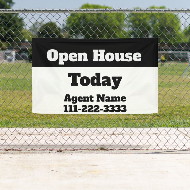 Open House Today Black and White Real Estate Agent Banner (Insitu)