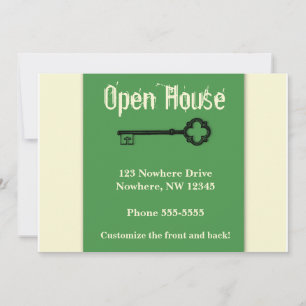 Open House with Old Fashioned Key Invitation
