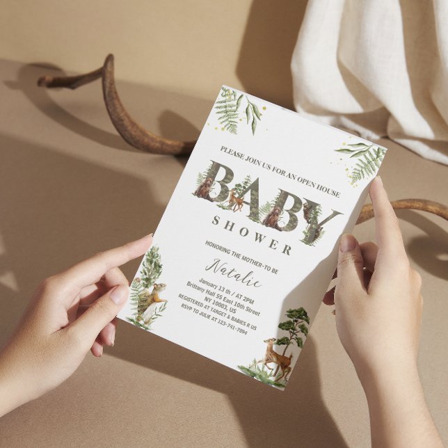 open house woodland forest animals baby shower invitation (Creator Uploaded)