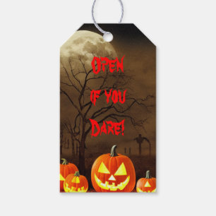 Open if you dare Creepy graveyard Halloween Gift T Tags