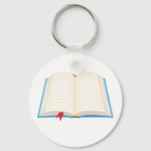 Open Lined Book Red Bookmark Key Ring
