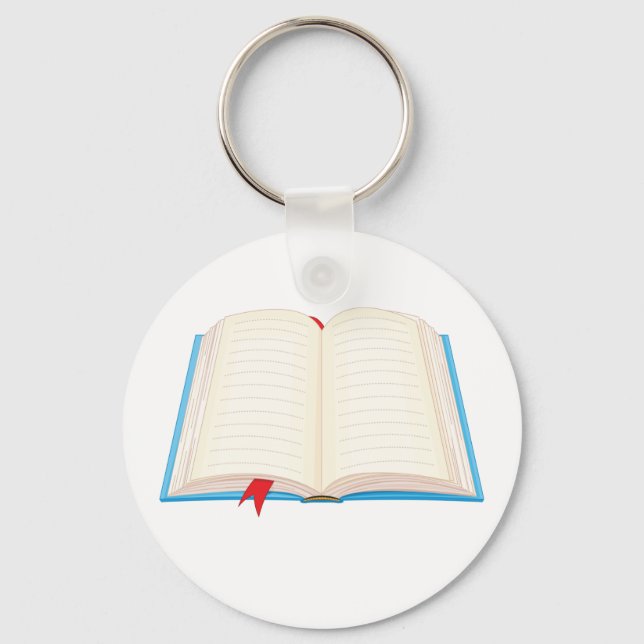 Open Lined Book Red Bookmark Key Ring (Front)