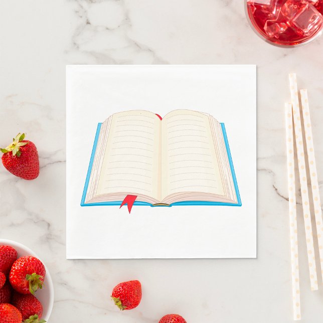 Open Lined Book Red Bookmark Napkin (Creator Uploaded)
