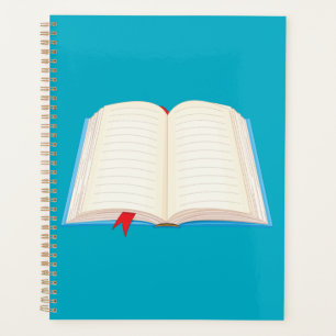 Open Lined Book Red Bookmark Planner