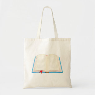 Open Lined Book Red Bookmark Tote Bag