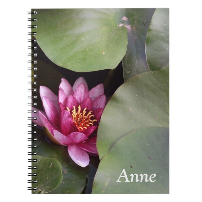 Open Lotus flower Custom Name Notebook (Front)