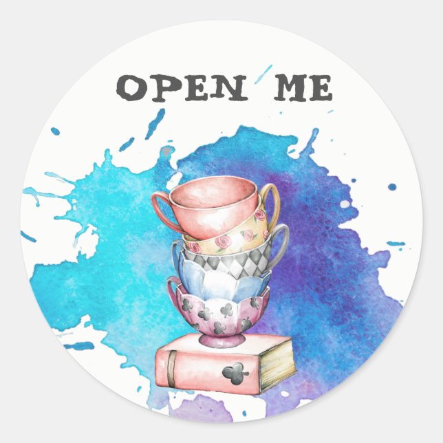 Open Me, Tea Party Stickers (Front)