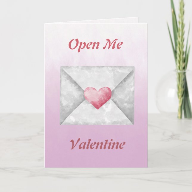 Open Me Watercolor Valentine Card (Front)