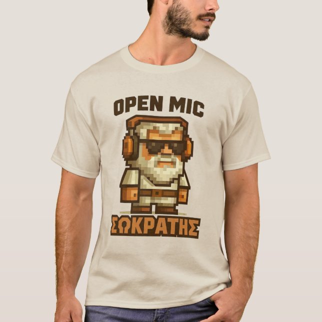 Open Mic Socrates (Greek) T-Shirt (Front)