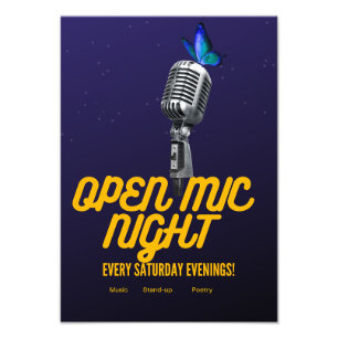 open mic stand up retro poster
